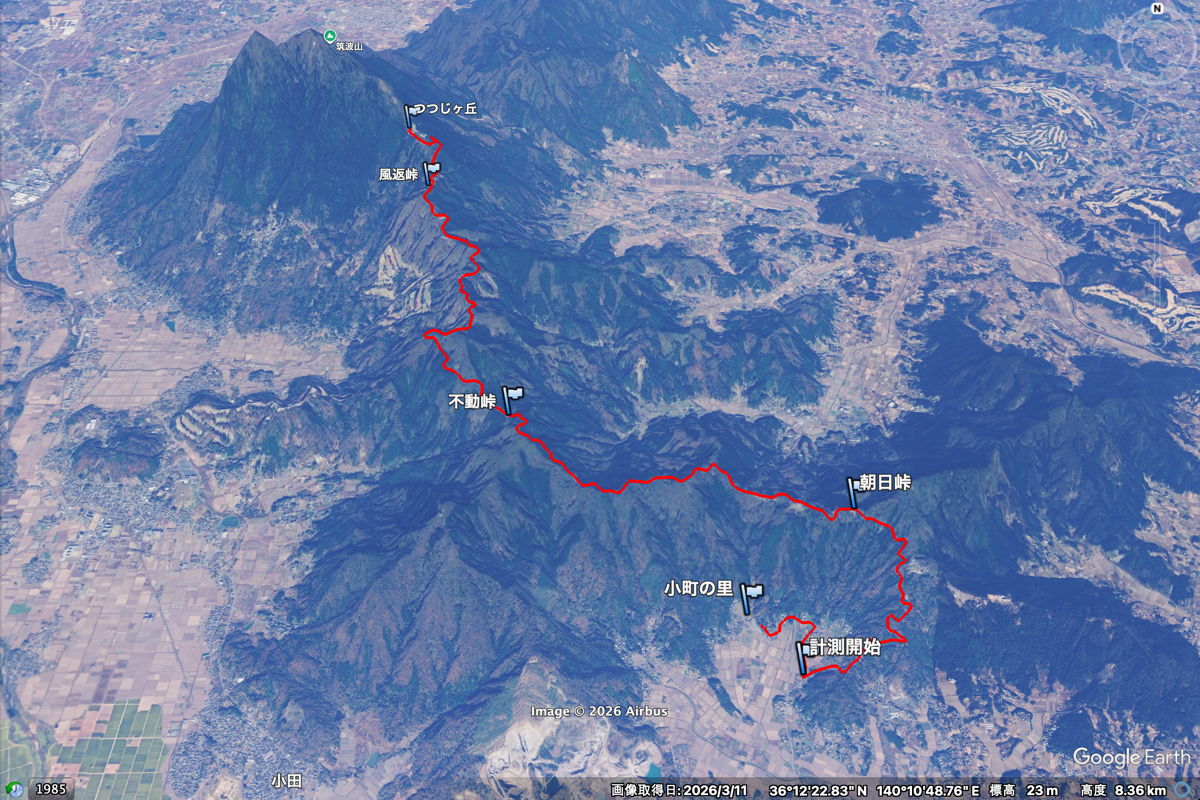 筑波山・朝日峠ヒルクライム2026マップ;全長15.7km獲得標高686m