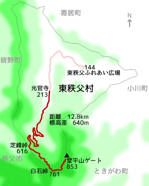 定峰峠ヒルクライム2025マップ；全長12.8km標高差640m